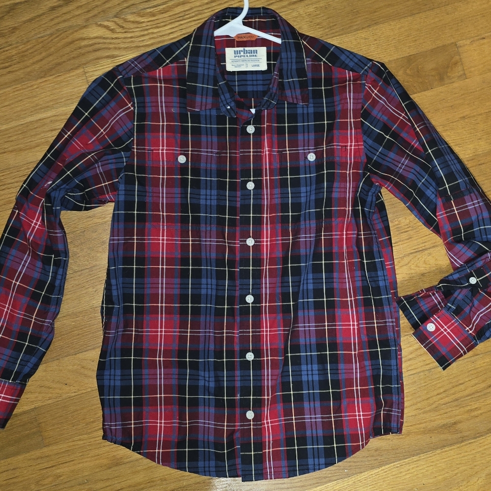 Urban Pipeline Red and Blue Checkered Shirt Girls L.